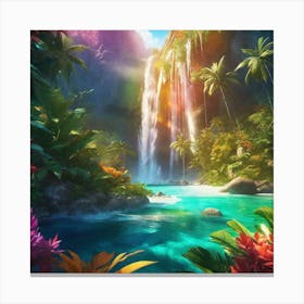 Waterfall In The Jungle 24 Canvas Print
