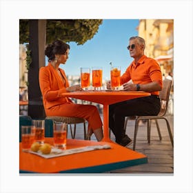 Couple Drinking Orange Juice Canvas Print