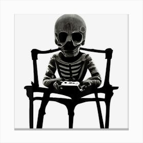 Skeleton Kid Playing Video Game Scary Halloween Costume Canvas Print