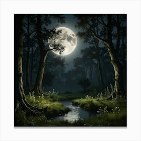 Full Moon In The Forest 16 Canvas Print