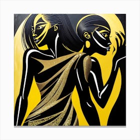 Two Women In Gold And Black Canvas Print
