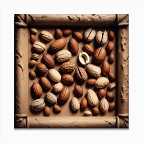 Nuts In A Wooden Frame Canvas Print
