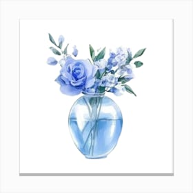 Watercolor Blue Floral 23 Canvas Print