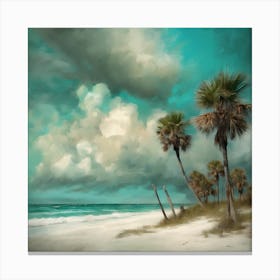 Palm Trees On The Beach Canvas Print