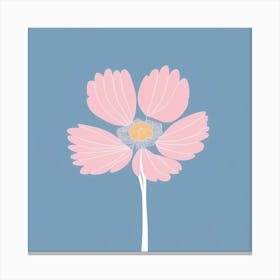 A White And Pink Flower In Minimalist Style Square Composition 424 Canvas Print
