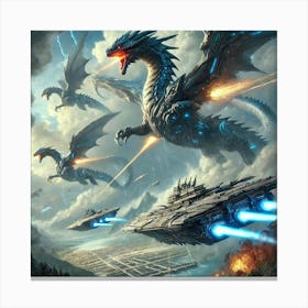 Azure Dragon Class Cruisers Kaiju Deployment Canvas Print