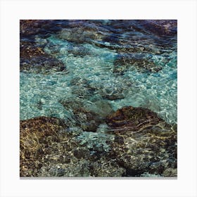 Tropical Summer  Rocks In The Clear Blue Sea  Colour Ocean Photography  Square Canvas Print