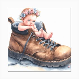 Baby In A Shoe Canvas Print