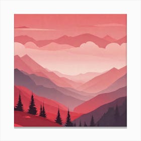 Misty mountains background in red tone 9 Canvas Print