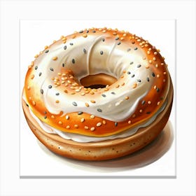 Bagel With Cream Cheese And Sesame Seeds Canvas Print