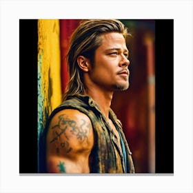 A Painting Style Oil Color Of Brad Pitt In Behan (3) (1) Canvas Print