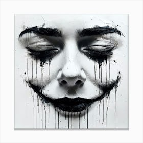 Detailed Mixed Media Artwork Of Somber Human Face Canvas Print