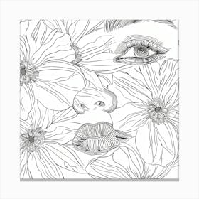 Coloring Page Of A Woman With Flowers Canvas Print