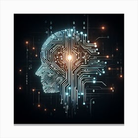 Human Brain With Circuit Board Canvas Print