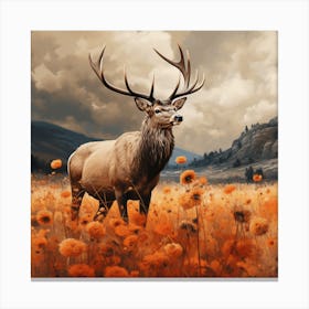 Elk In The Field Canvas Print