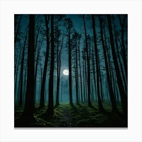 Forest At Night 3 Canvas Print