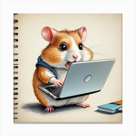 Hamster On Laptop 3 Canvas Print