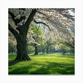 An Awe Inspiring Tree Gleaming With Spring Blossoms Standing Tall Amidst The Tranquility Of A Seren (7) Canvas Print