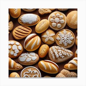Christmas Cookies On A Brown Background Canvas Print