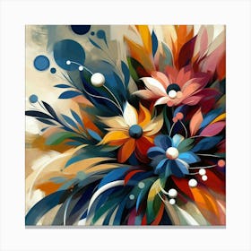 Abstract Floral Composition With Bold Brushstrokes And Vivid Colors, Style Abstract Expressionism 3 Canvas Print