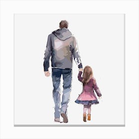 Father And Daughter Walking Father's Day Canvas Print