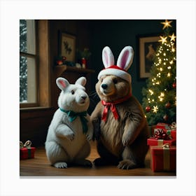 Santa Bunny Canvas Print