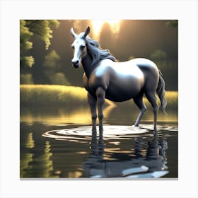 Horse In Water Canvas Print