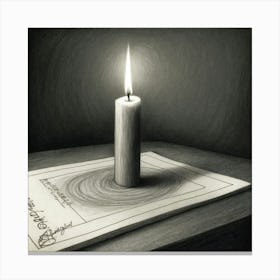 Candle On Paper Canvas Print