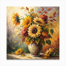 Sunflowers In A Vase Canvas Print