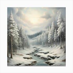 Winter Forest Art Print 1 Canvas Print