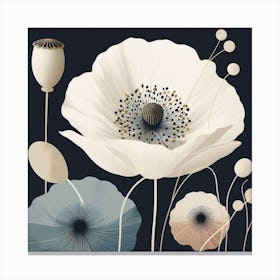 Scandinavian style, Large white poppy flower 2 Canvas Print