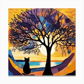 Cat Under The Tree Canvas Print