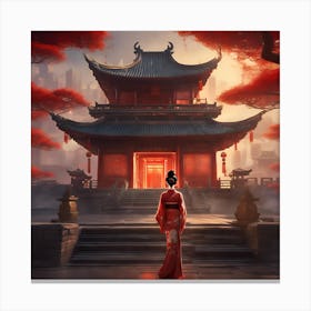 A Serene Geisha In Traditional Canvas Print