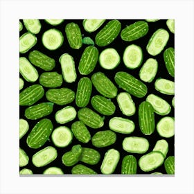 Cucumbers On A Black Background 1 Canvas Print