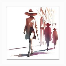 Women Walking Down The Street Canvas Print