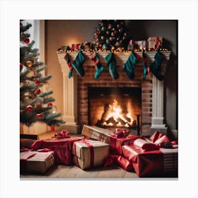 Christmas In The Living Room 10 Canvas Print