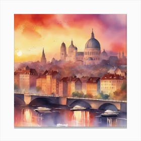 Sunset In Paris Canvas Print