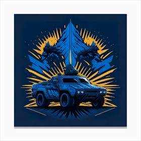 Car Blue Artwork Of Graphic Design Flat (70) Canvas Print