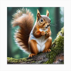 Squirrel Sitting On A Tree Branch Canvas Print