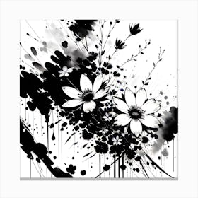 Black And White Flowers 1 Canvas Print