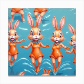 Rabbits In The Water 8 Canvas Print