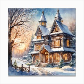 Victorian House In Winter Canvas Print