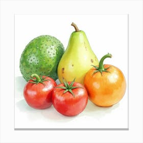 Fresh Produce Arranged Beautifully In A Watercolor Setting With Artistic Flair 1 Canvas Print