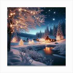 Christmas Village At Night 1 Canvas Print