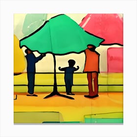 Umbrellas In The Park 1 Canvas Print