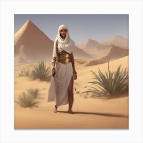 Egyptian Woman In The Deser Canvas Print