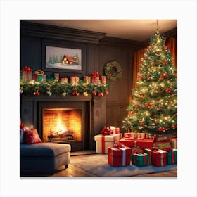 Christmas Tree In The Living Room 121 Canvas Print
