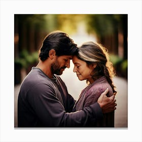 Man And Woman Embracing Canvas Print