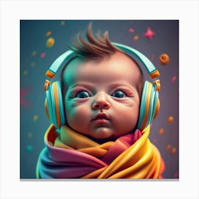 Baby With Headphones 1 Canvas Print