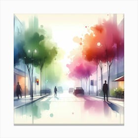 Colorful City Street Canvas Print